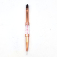 Ensemble de pinceaux double tête personnalisés pour l'art des ongles Pinceau professionnel en gel pour ongles Pinceau ovale en métal rose pour doublure en gel avec manche en strass