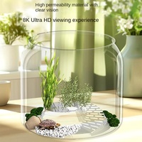 Petit aquarium en plastique résistant aux chutes, haute perméabilité, fabrication intégrée, transparent, rond, pour salon, bureau, aquarium écologique