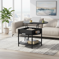 Table basse moderne avec plateau relevable, étagère de rangement, compartiment caché, 2 niveaux, écologique, couleur personnalisée, style nordique
