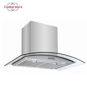 Échappement mural en verre trempé en forme d'arc à commande tactile avec grand débit d'air en acier inoxydable pour la maison et le camping-car. - Product Image 2