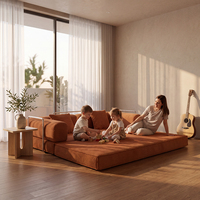 Sofá Modular Comprimido con Estructura de Espuma Completa, Tela de Pana Premium, Estructura Exterior de Acero Inoxidable 304, Fábrica OEM ODM