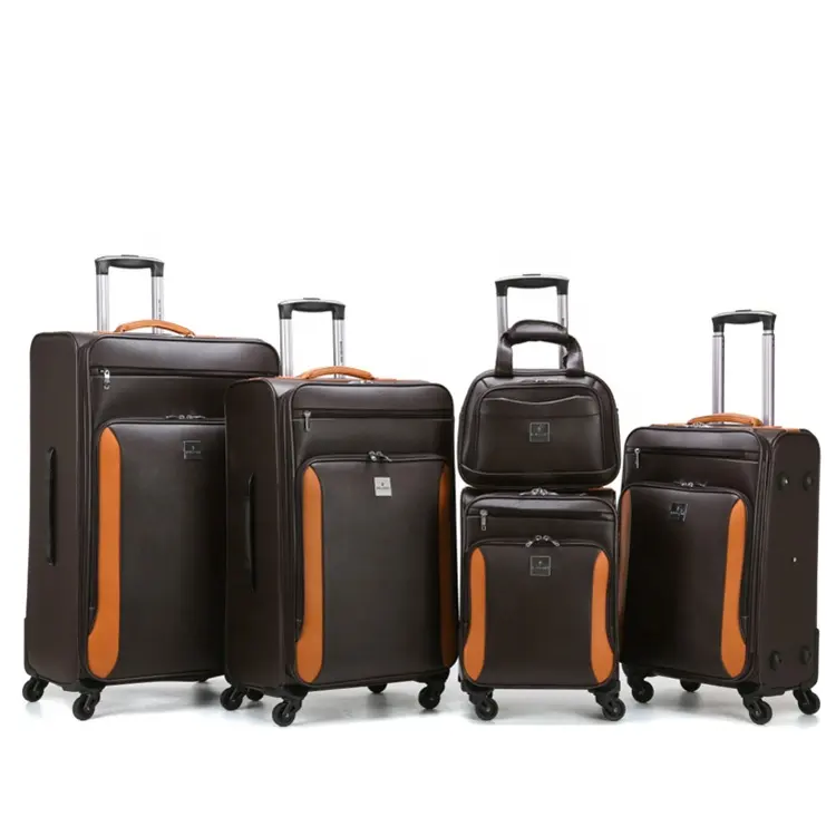 पु चमड़े यात्रा सामान बैग सेट फैक्टरी मूल्य ट्राली सूटकेस ट्रॉली सामान