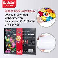 Papier photo commercial brillant simple face JOJO 260g format A4 pour imprimantes jet d'encre, étiquettes imperméables, art couleur, portrait JA-1006