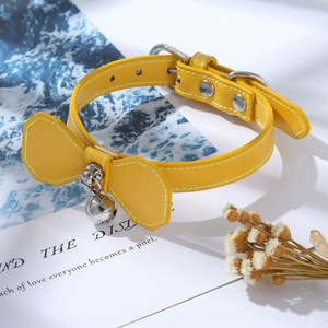 Collar personalizable de piel sintética para perros y gatos, venta al por mayor de fábrica, Collar pequeño de color sólido para mascotas con campana de lazo, diseño de moda - Product Image 5