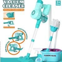 Ensemble de jeu d'imitation aspirateur en plastique à piles avec effets sonores, balai et serpillière pour le nettoyage simulé