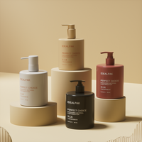 Flacon pompe cylindrique en PET de luxe, couleur personnalisée, pour shampoing, crème corporelle et crème visage, 400 ml, emballage vide pour cosmétiques