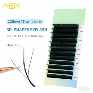 Extensiones de Pestañas A-RIX Serie Flower Fairy 3W Clover W Shape, Color Negro Mate, Doble Punta, Fibra Fina y Suave, Volumen 3D, Pestañas Individuales - Product Image 2