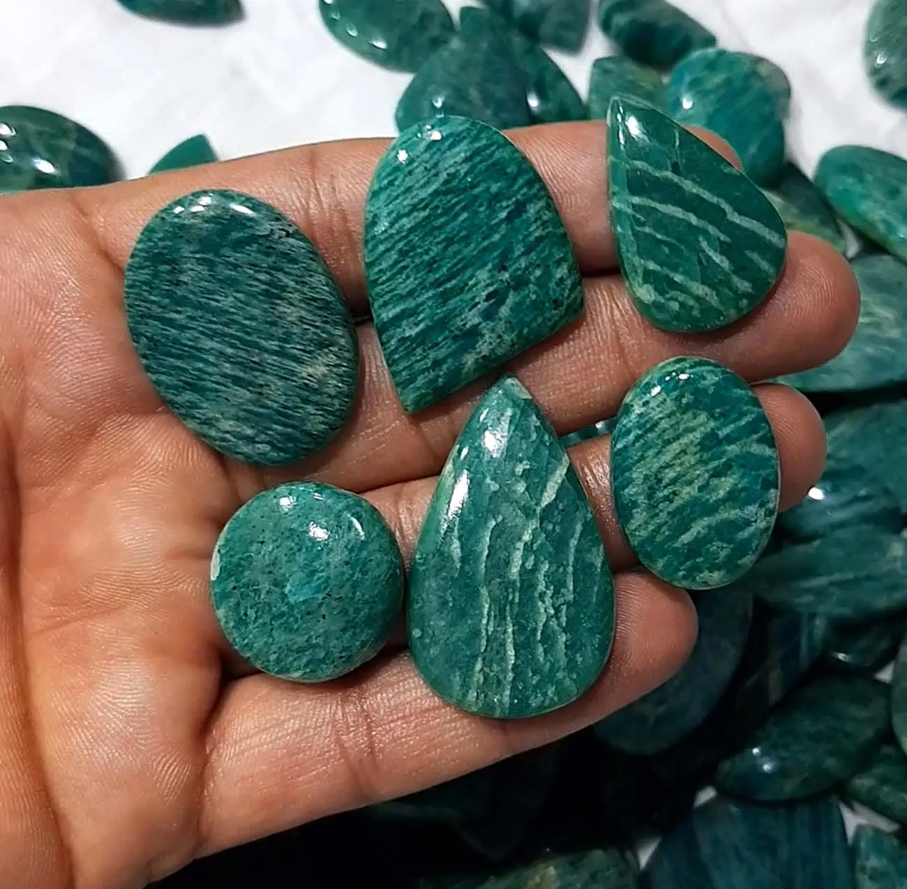 Amazonita natural cabujón gemas libres de todos los tamaños de fábrica al por mayor 2023 nuevo diseño elegante de la naturaleza 925