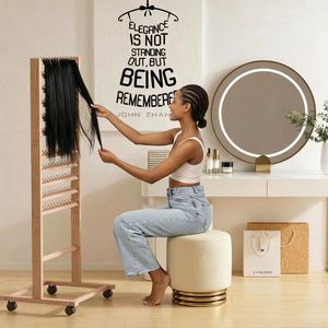 Soporte de madera para trenzar pelucas - Estante de almacenamiento de pelucas multiusos para suelo - Soporte multifuncional para trenzar cabello y peinados desordenados - Product Image 3