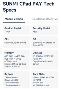 Sunmi Cpad Trả Tiền Cầm Tay Máy Tính Bảng PC Kết Nối Không Dây Công Suất Lớn Android 13 Nhanh Xử Lý Mã Vạch Quét Máy Tính Bảng - Product Image 5