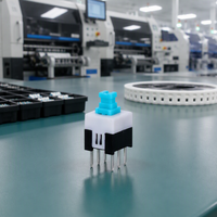 Interrupteur à bouton-poussoir en plastique KAN-W7 à verrouillage, 0,3A 50VDC SPST, 6 broches, montage sur circuit imprimé plat, IP40, pour l'électronique grand public et l'équipement audio