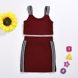 Conjunto de Ropa de Verano 2021 para Niñas, Conjunto de Falda y Top de Punto de 2 Piezas, Conjunto de Suéter y Top Corto para Bebés y Niñas Pequeñas - Product Image 1