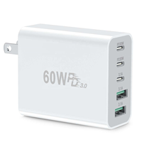 Chargeur multi-ports HNT ODM/OEM 60W PD30W QC3.1 USB A + Type C et chargeur de voyage portable pour iPhone Android, logo personnalisé