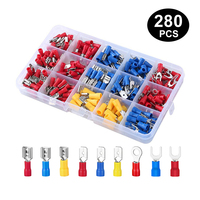 280 pièces Kit de bornes à sertir isolées boîte à sertir à froid prise de borne à sertir ronde isolée à froid assortiment de connecteurs électriques