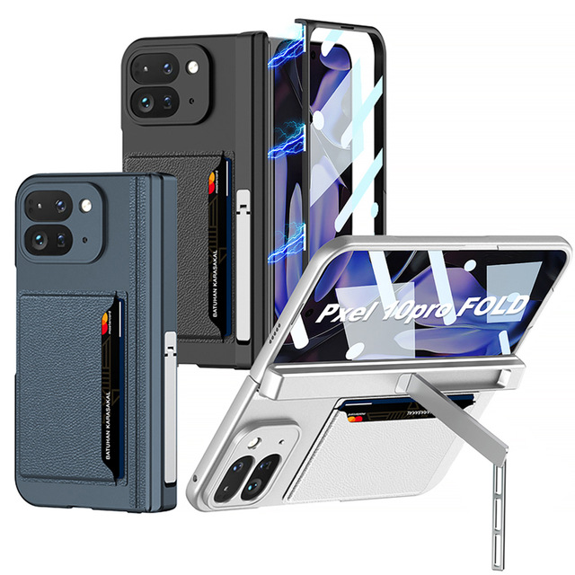 Google Pixel 10 Pro Fold Luxury Shockproof Stand Cover Case Carbon Fiber PC Magnetic Screen Protector Hinge Card Holder New