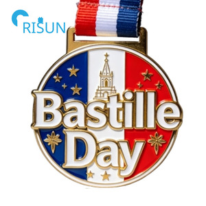Médaille personnalisée France Drapeau Français Tour Eiffel Fête Nationale Bastille Marathon Course à pied Médaille personnalisée Fête Nationale Bastille - Product Image 5