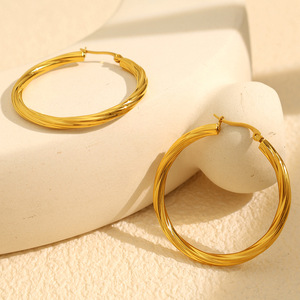 Aros de Oreja con Diseño Geométrico Circular, Chapados en Oro de 18k, Aleación de Zinc, Joyería de Moda para Mujer - Product Image 3