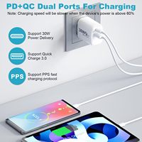 Nuevo Cargador de Pared con Enchufe Estadounidense de 30 W GaN PD3.0 PPS, Puerto USB Dual Tipo C, Adaptador de Carga Rápida Universal para Teléfono