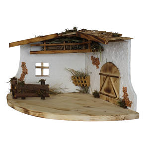Establo de Madera Hecho a Mano ZICOM Alemania 55x35.5x29.5cm con Puerta, Figura y Juguete Navideño Único para Figuras de Granja de 8-12cm - Product Image 4