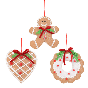 Brown Glitter <b>Gingerbread</b> <b>Man</b> Ornament Fabric Hanging <b>Decoration</b> for Christmas Tree Wreath Retail Display Wholesale - Product Image 3