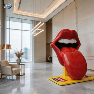 ประติมากรรมริมฝีปากและลิ้นสีแดงทำจากไฟเบอร์กลาส ของตกแต่งศิลปะสมัยใหม่ รูปปั้นริมฝีปากและลิ้น ใช้ได้ทุกฤดูสำหรับตกแต่งภายนอก - Product Image 3