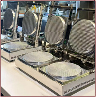 Machine à gaufres électriques à double tête antiadhésive pour cornets de crème glacée, machine à gaufres au sirop avec certification CE
