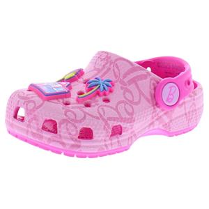 Zuecos Clásicos Crocs Mattel para Bebés y Niños Pequeños, Color Rosa, con Adorno de Palmera y Jibbitz de Casa - Product Image 1