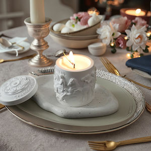 Bougies parfumées d'aromathérapie de soja en relief vintage Beaux pots de bougies en plâtre 25H Temps de combustion pour les mariages Saint Valentin - Product Image 2