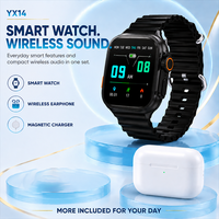 XTAURI YX14 Smart Watch Set 12 in 1 Kit Smartwatch Earphone Nirkabel Mode Multi Olahraga Panggilan BT Smart Watch untuk Android IOS
