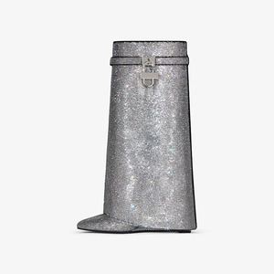Luxury Shark <strong>Boots</strong> <strong>Locking</strong> Rhinestone Silver Botas Para Mujer Women Shark <strong>Boots</strong> - Product Image 4