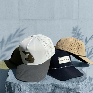 Casquette de baseball personnalisée avec logo, respirante, réglable, unisexe, pour le golf, couleur unie, 6 panneaux, logo imprimé, trou découpé au laser avec cordon - Product Image 1