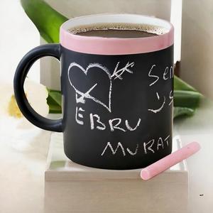Juego de Tazas de Café HARVIT de 11 oz <span class=keywords><strong>con</strong></span> Diseño de <span class=keywords><strong>Pizarra</strong></span> en Blanco, <span class=keywords><strong>Taza</strong></span> de Cerámica para Tiza, Tazas de Cerámica Negras - Product Image 1