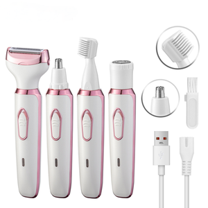 Rasoir et <span class=keywords><strong>épilateur</strong></span> multifonction rechargeable 4-en-1 pour <span class=keywords><strong>femme</strong></span>, pince à épiler électrique pour sourcils, rasoir à ressort, lavable, ABS - Product Image 1