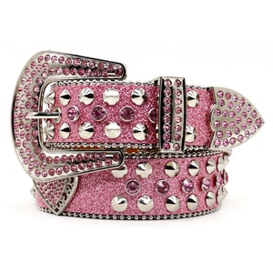Western Luxury Herren Leder PU Kristall Strass Gürtel Designer mit Diamond Love Accessoires Hip-Hop Punk Trend Custom Gürtel - Product Image 1
