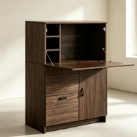 Meuble de bureau en bois sur mesure avec compartiments cachés, plateforme à rabat et charnière amortie pour le rangement multi-compartiments - Mobilier de bureau à domicile