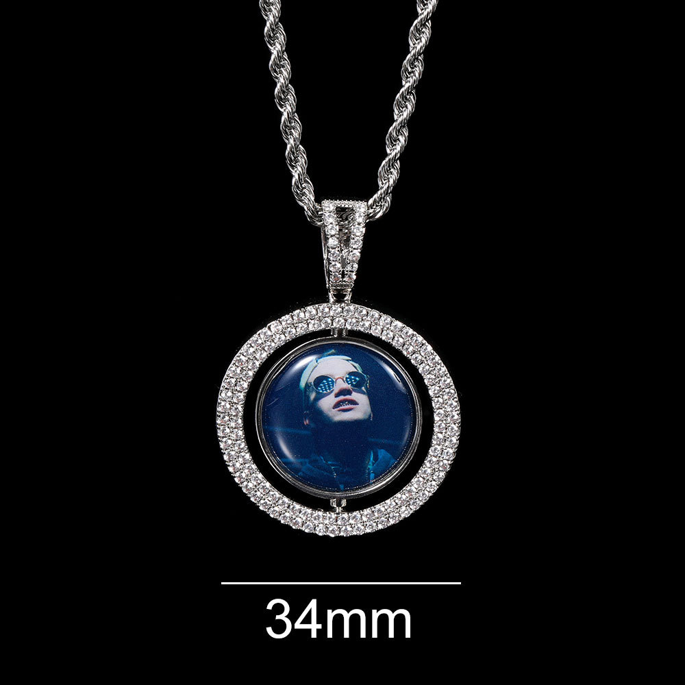 Pendentif en argent de 34 mm avec chaîne en corde gratuite