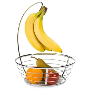 2 Tier פירות סל למטבח פירות קערת עבור מטבח תכליתי דלפק להסרה מתכת בננה מחזיק מעמד