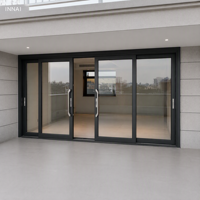 Sistema de Puerta Corredera de Vidrio Templado de Aluminio de Alta Resistencia Comercial, de Piso a Techo, para Patio, Hotel, Villa, Casa, Exterior