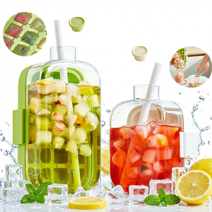 <span class=keywords><strong>Bouteille</strong></span> Rafraîchissante 2en1 Moule Boules Glace <span class=keywords><strong>Bac</strong></span> Glaçons pour Boissons Glacées Americano avec Couvercle Paille Sangle - Product Image 1