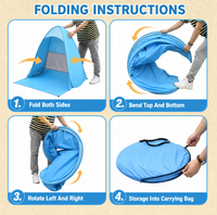 Tente de plage portable en polyester 170T avec structure en fil d'acier, abri extérieur petit et grand format avec sac de transport