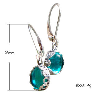 Pendientes E868 Azul Marino con Engaste de Plata 925 en Forma de Bola, Clásicos para Uso Diario de Mujer - Product Image 5