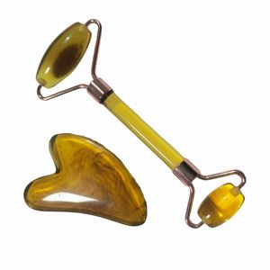 Best Seller OEM Private Label High Quality Massage Resin Face Roller Anti Aging Face SPA Gua Sha Jade Roller Set - Product Image 3