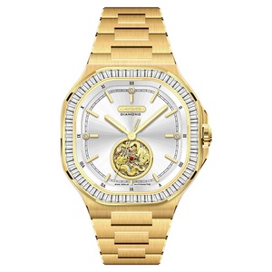 Reloj Mecánico Automático de Lujo para Hombre MIGE de 42 mm, Caja Poligonal en Oro Amarillo, Cristal de Zafiro, Bisel con Diamantes, Motivo de Dragón - Product Image 1