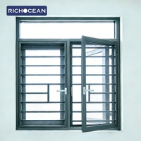 Ventanas Abatibles de Aluminio RICHOCEAN Resistentes al Viento, Ventanas Económicas de Doble Acristalamiento con Barra de Seguridad