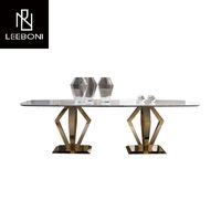 Meubles de maison de haute qualité au design de luxe finition dorée pied en pierre de marbre table à manger pour salle à manger