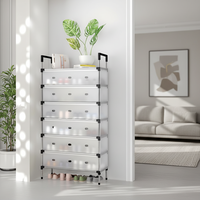 Étagère à chaussures multifonctionnelle moderne en acier au carbone à 7 niveaux avec housse anti-poussière, support de rangement pour salon, sac à outils