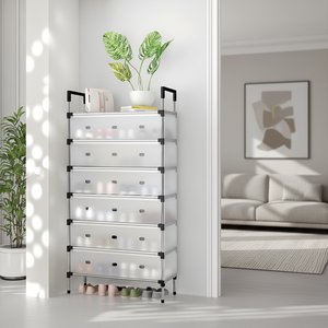 Étagère à chaussures en métal à 7 niveaux avec housse anti-poussière, support de rangement pour chaussures, étagère à chaussures pour placard, entrée - Product Image 6