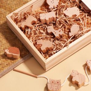 Enfants animaux perles blocs de construction bébé cognitif éducation précoce éducatif filetage <span class=keywords><strong>en</strong></span> bois sans peinture hêtre bois grignoter jouets - Product Image 5