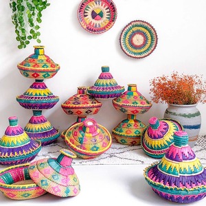 Paniers en paille tressés à la main <span class=keywords><strong>de</strong></span> style bohème exotique, bols à <span class=keywords><strong>fruits</strong></span>, décorations d'intérieur, ornements suspendus, décorations murales - Product Image 2