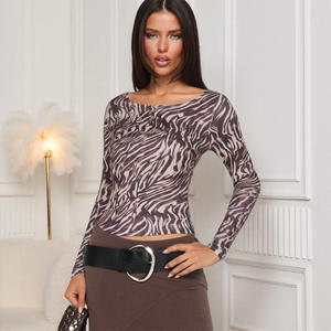 <span class=keywords><strong>เสื้อ</strong></span>เชิ้ตแขนยาวผู้หญิงทรงเข้ารูป <span class=keywords><strong>ลาย</strong></span><span class=keywords><strong>ม้าลาย</strong></span> ผ้าโพลีเอสเตอร์ผสมสแปนเด็กซ์ คอเต่าครึ่งตัว สไตล์เซ็กซี่ สำหรับฤดูใบไม้ร่วง - Product Image 4